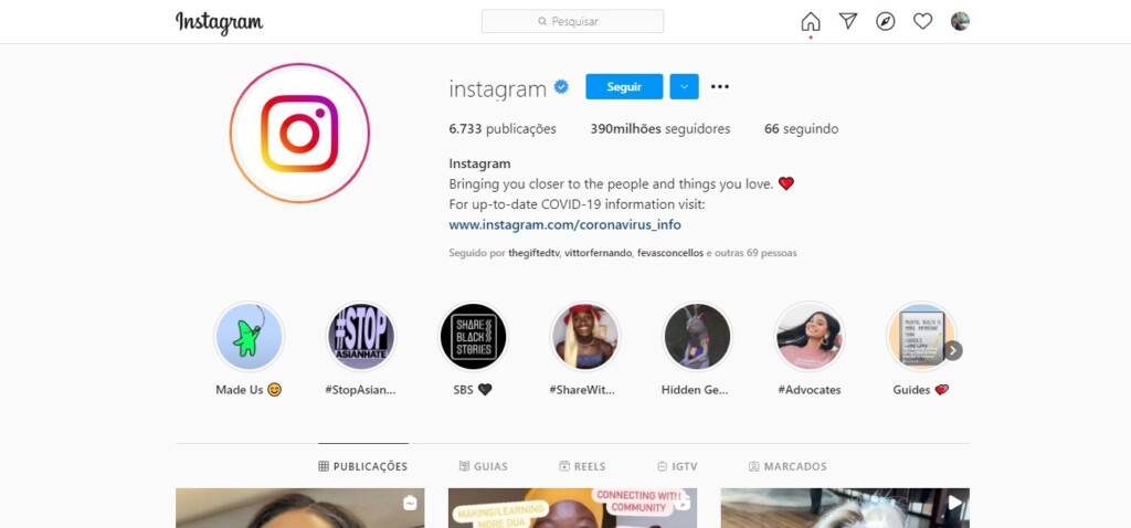 Dados do Instagram: perfil com mais seguidores